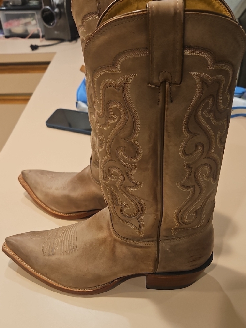 Nocona Taupe Leather Boot - Picture 4 of 7